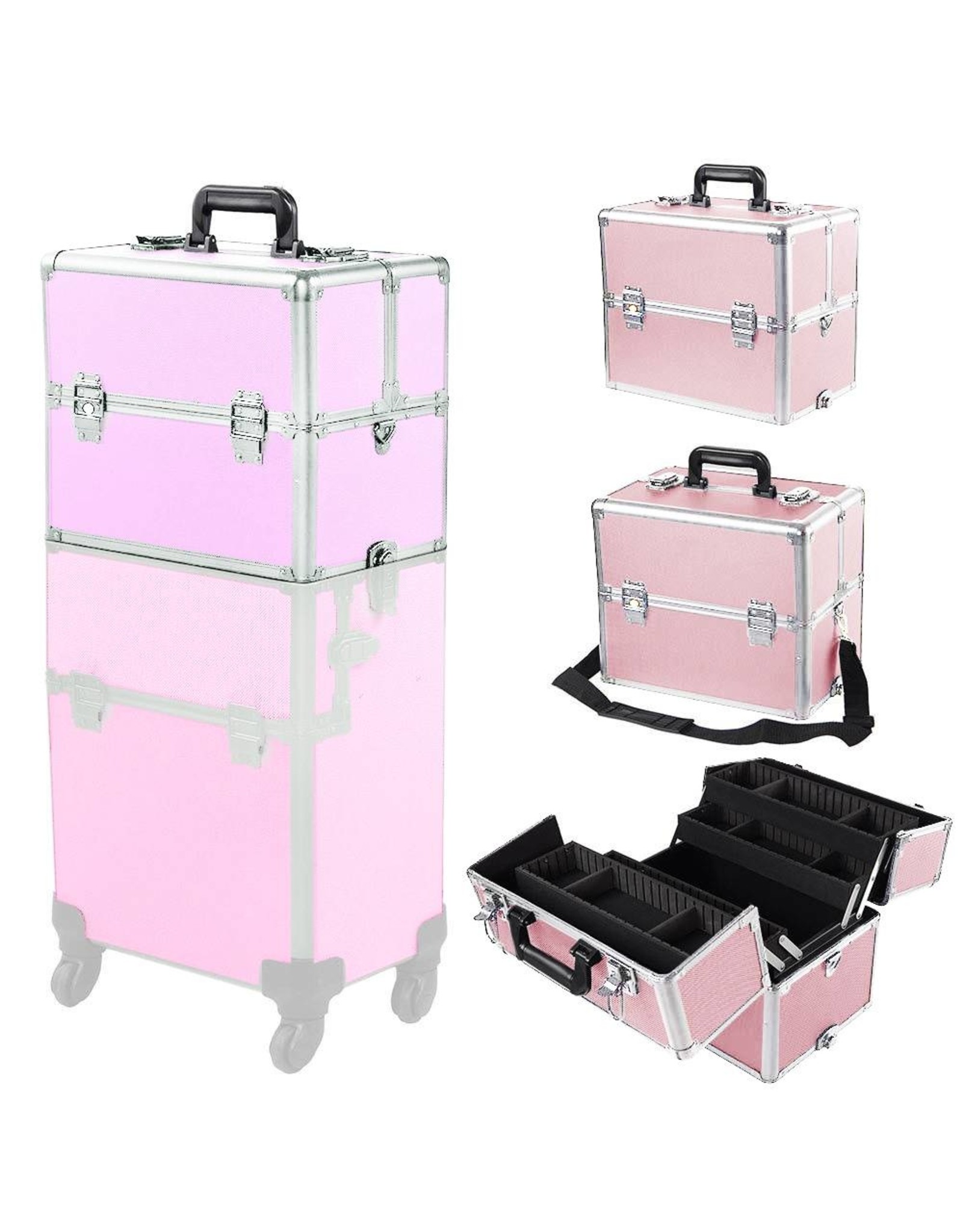 Merkloos Aluminium Trolley 2 in1  Roze