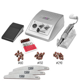 Merkloos Nagelfrees JD500  35Watt- Zilver + 3 trapeze vijlen 30 schuurrolletjes MBS®