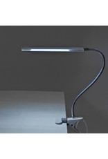 Merkloos LED Tafellamp Goud met een flexibele arm op tafelklem.