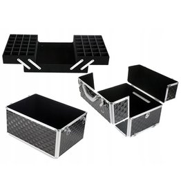 Merkloos Koffer groot 3D zilver met opbergvakken Merkloos Koffer groot 3D zilver met opbergvakken