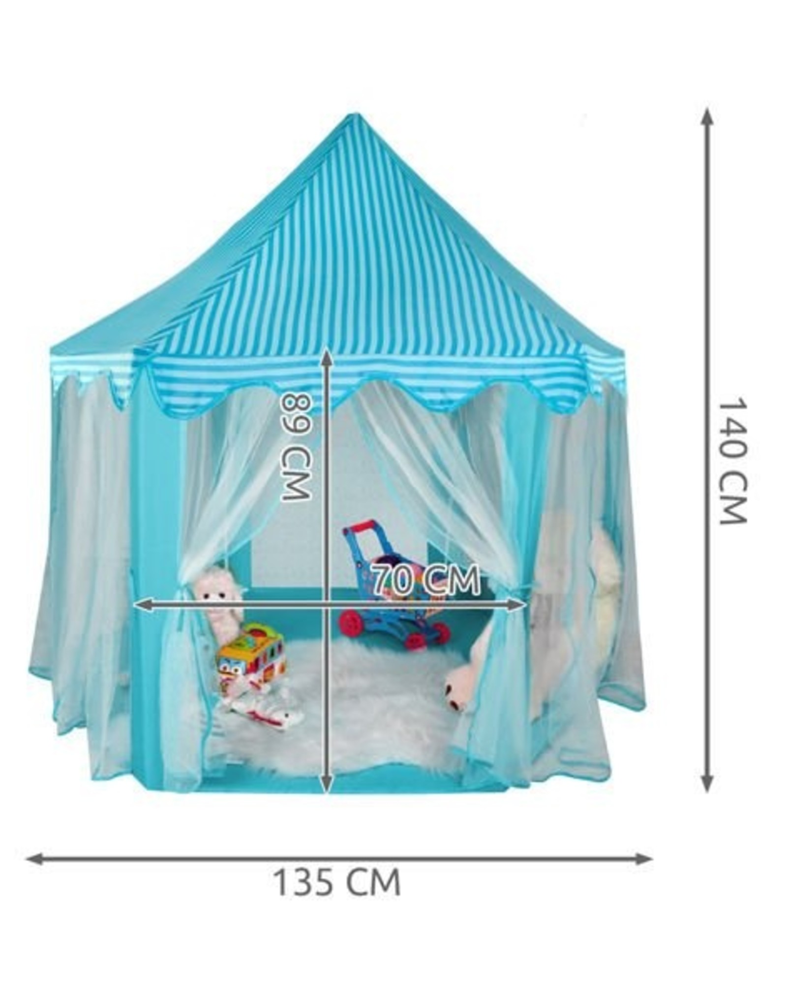 Merkloos Prinsessen Tent/ Prinsessentent/Tent - Kinder Tent /Blauw