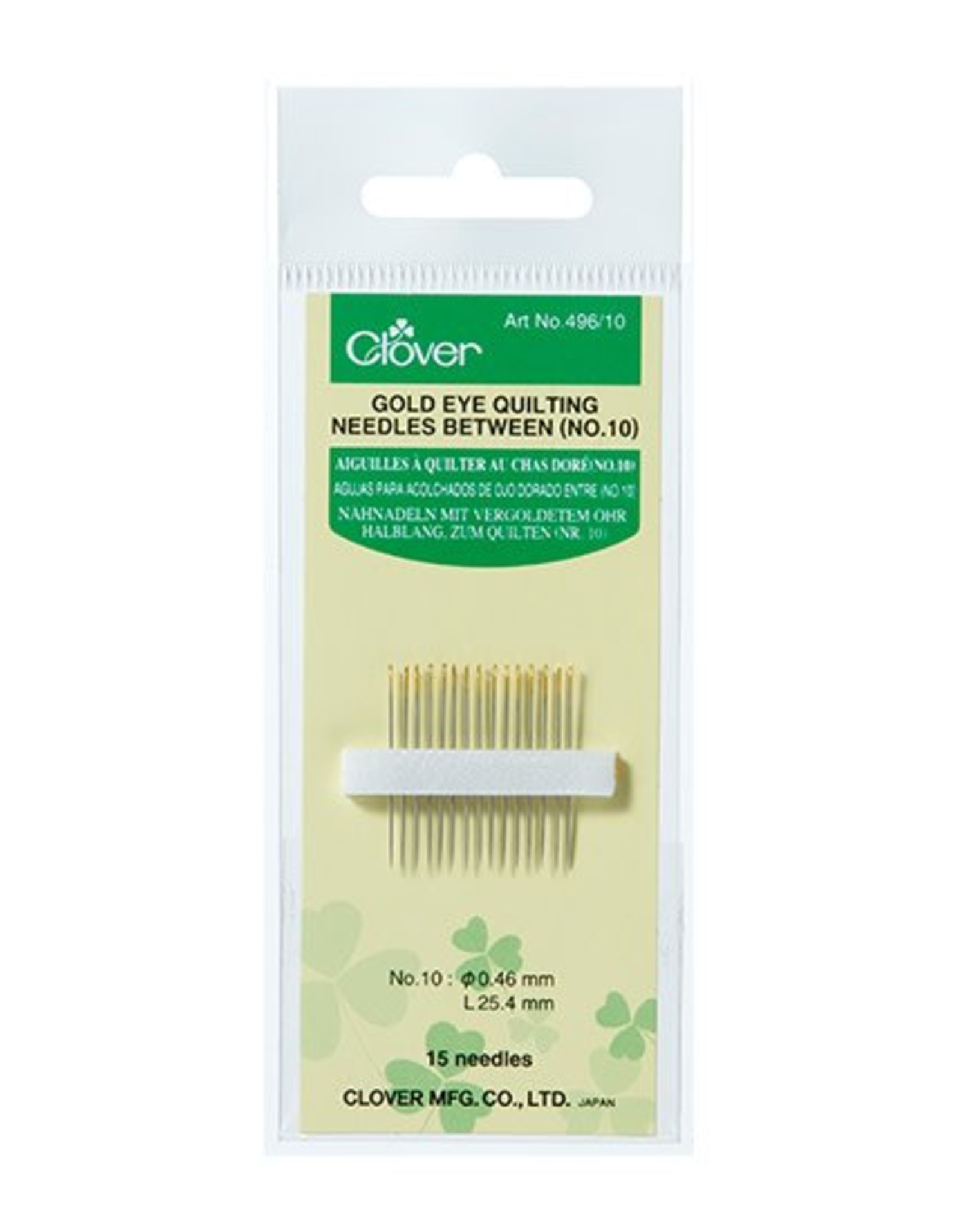 Clover Gold Eye Quilting Needles no. 10