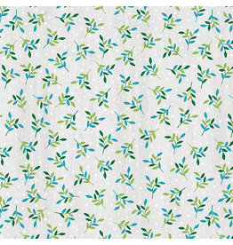 Benartex Contempo Studio Hearty the Snowman - Leaf Sprig Light Grey