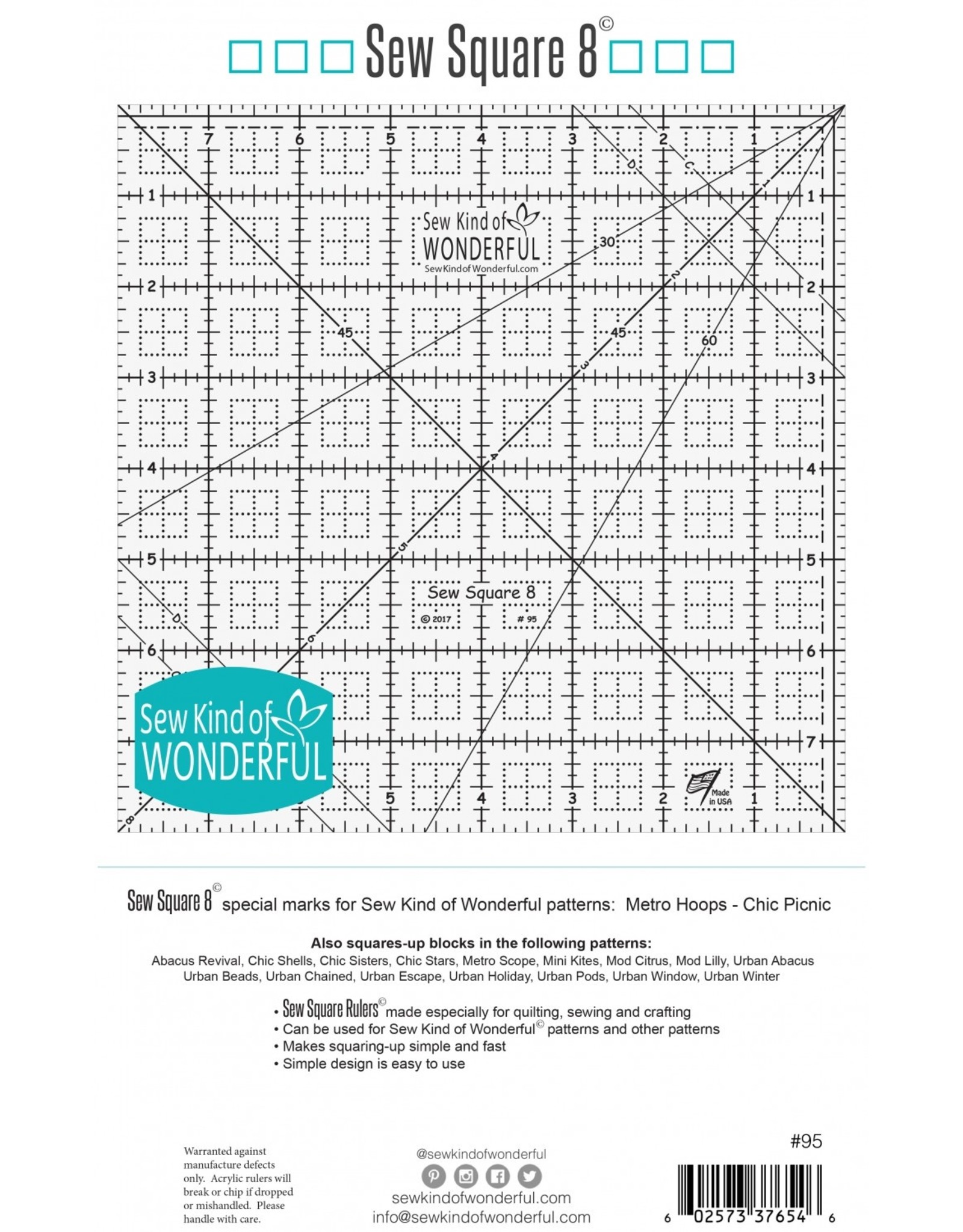 Sew Kind of Wonderful Sew Kind of Wonderful - Sew Square Ruler - 8 inch