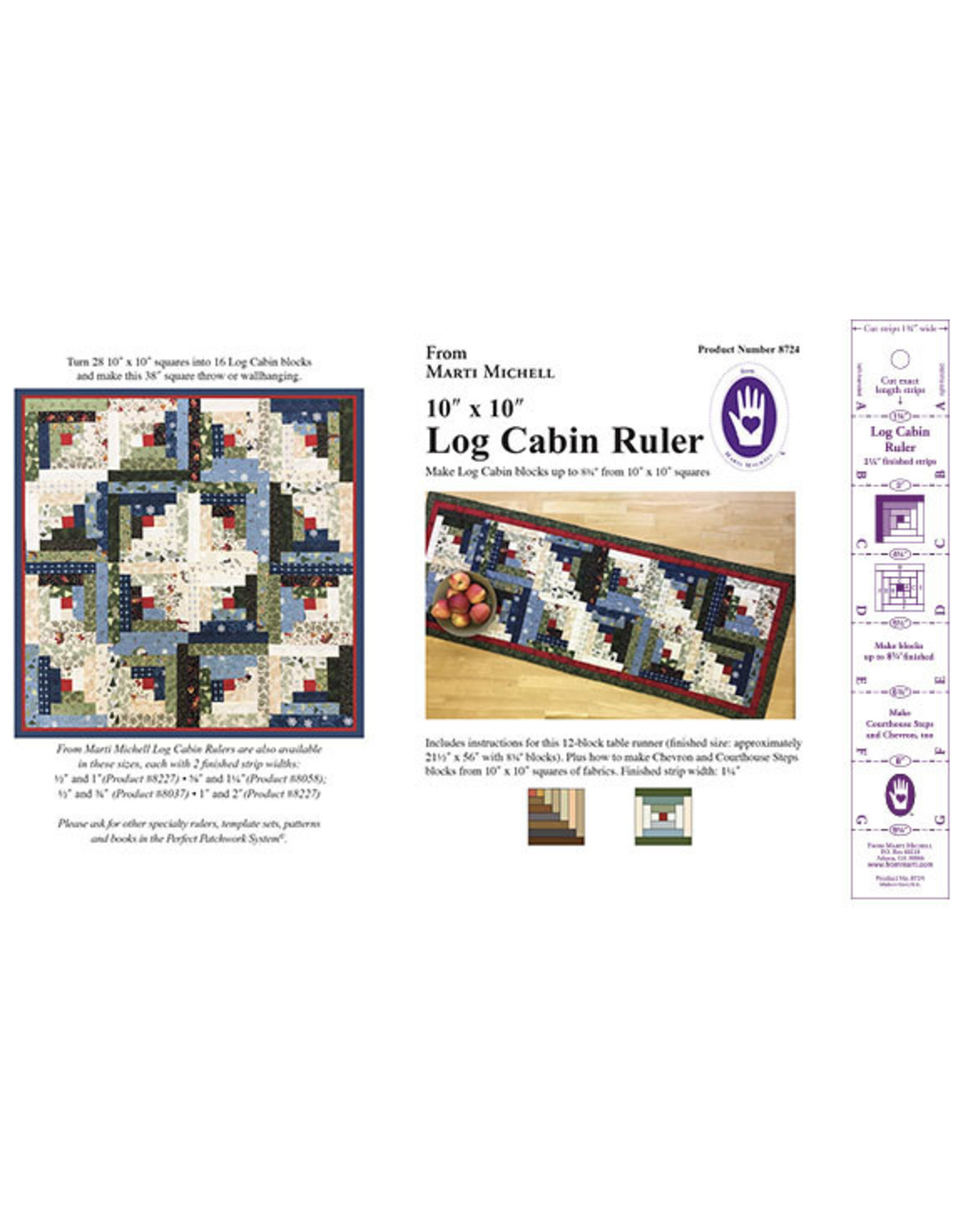 Marti Michell Log Cabin Ruler - 10 x 10 inch precut squares