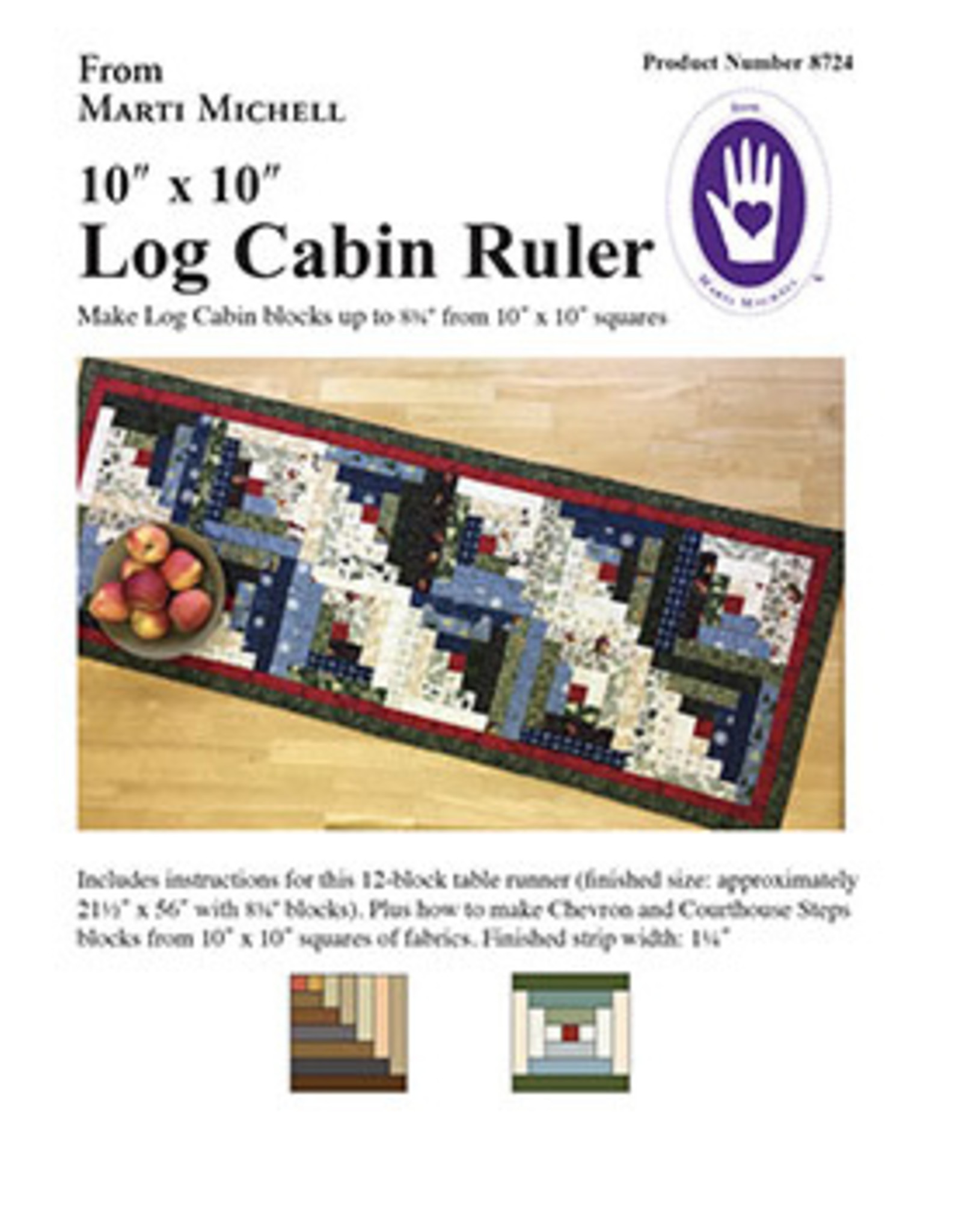 Marti Michell Log Cabin Ruler - 10 x 10 inch precut squares