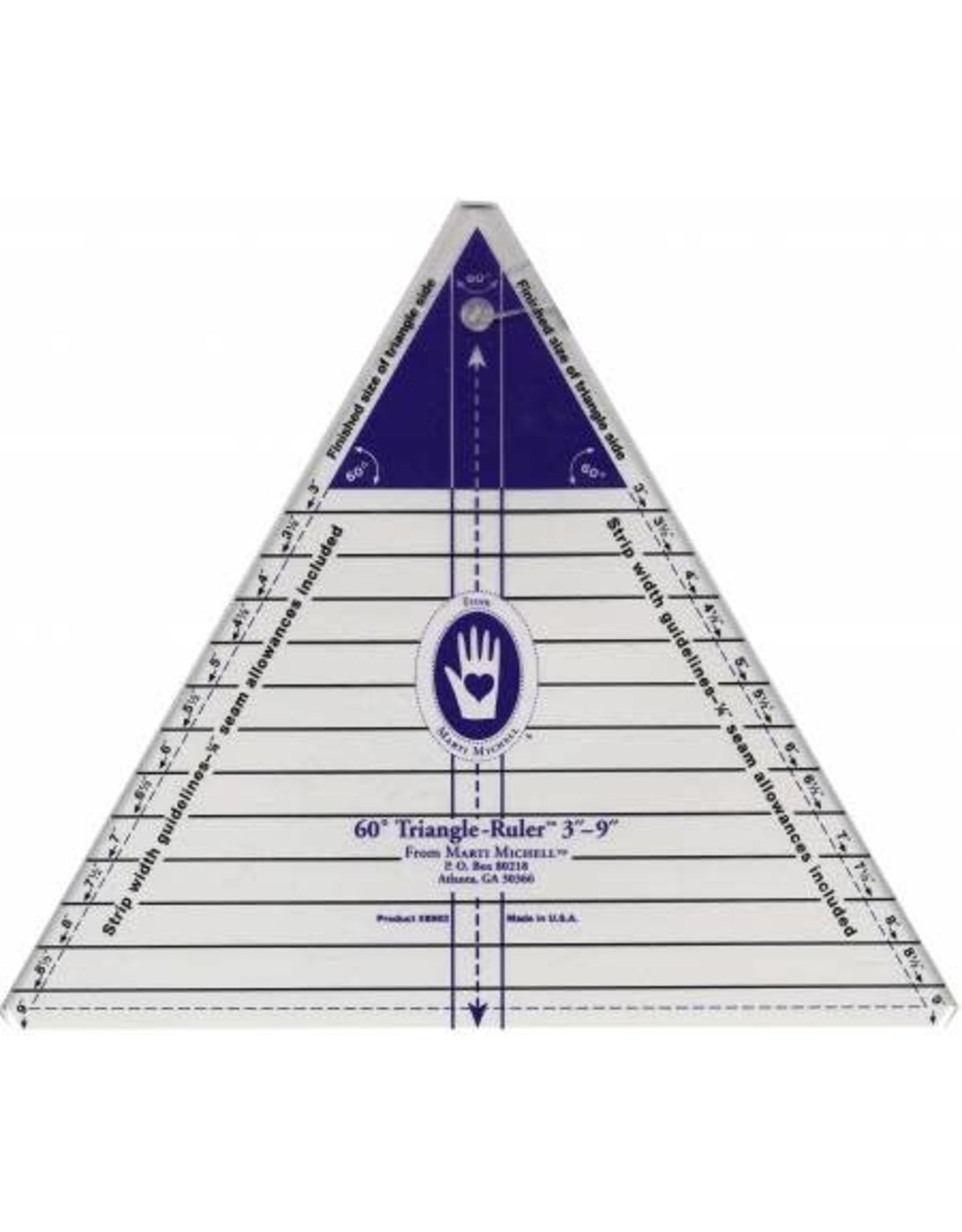 Marti Michell Large Triangle Ruler - 60 degree - 3 - 9 inch - 8963