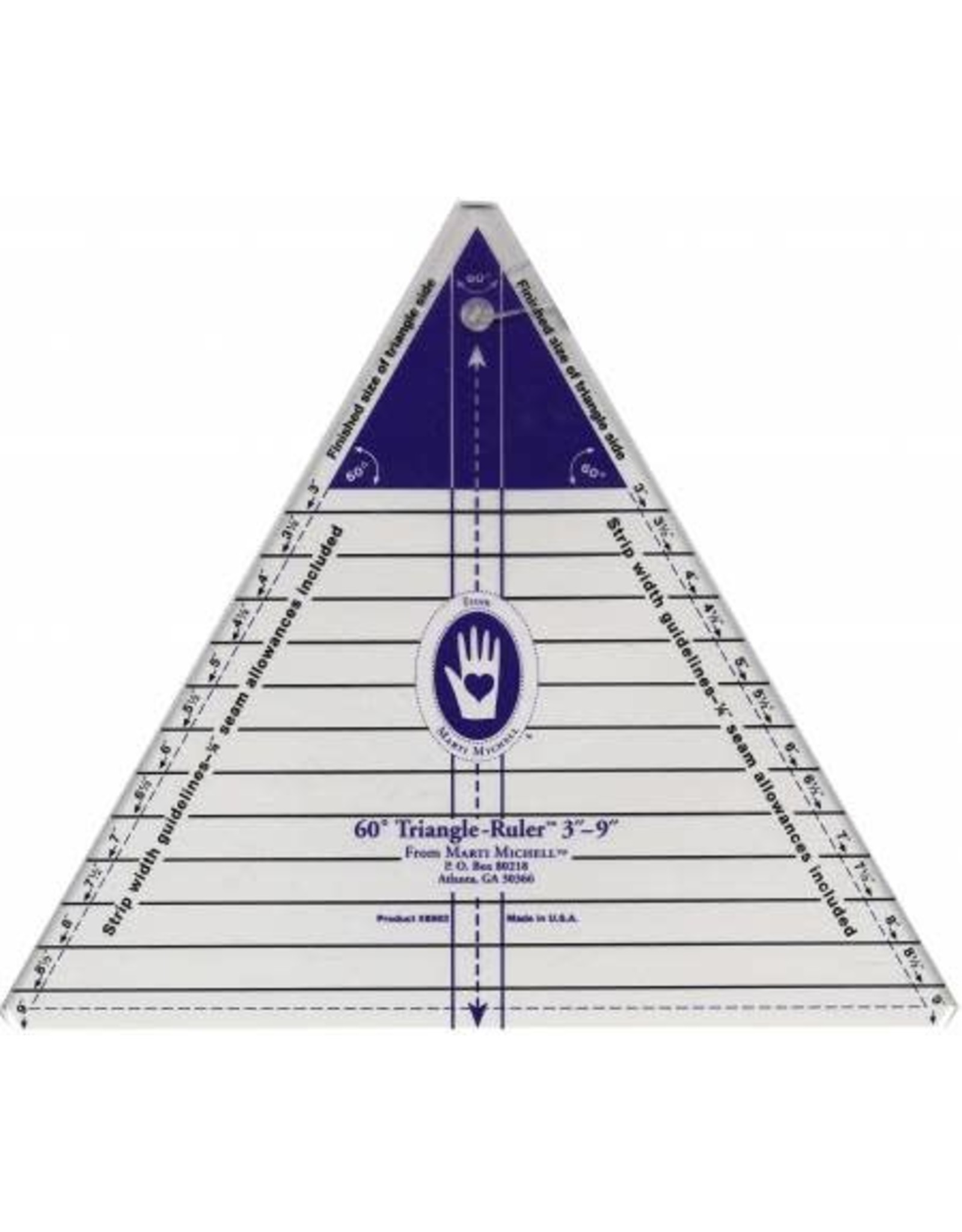 Marti Michell Large Triangle Ruler - 60 degree - 3 - 9 inch