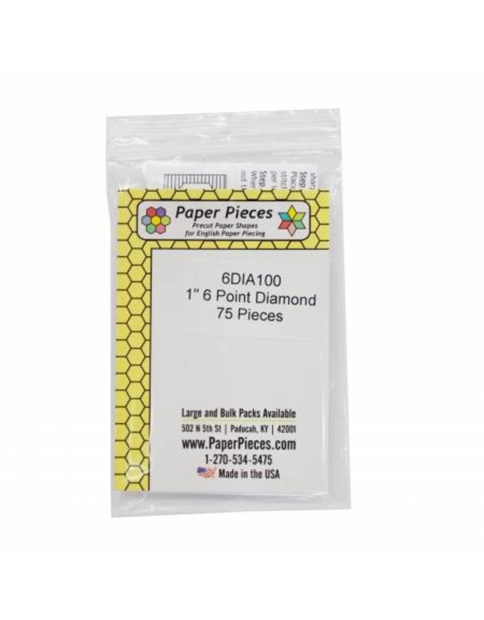 Paper Pieces 1 inch 6-point Diamond  - 75 pcs