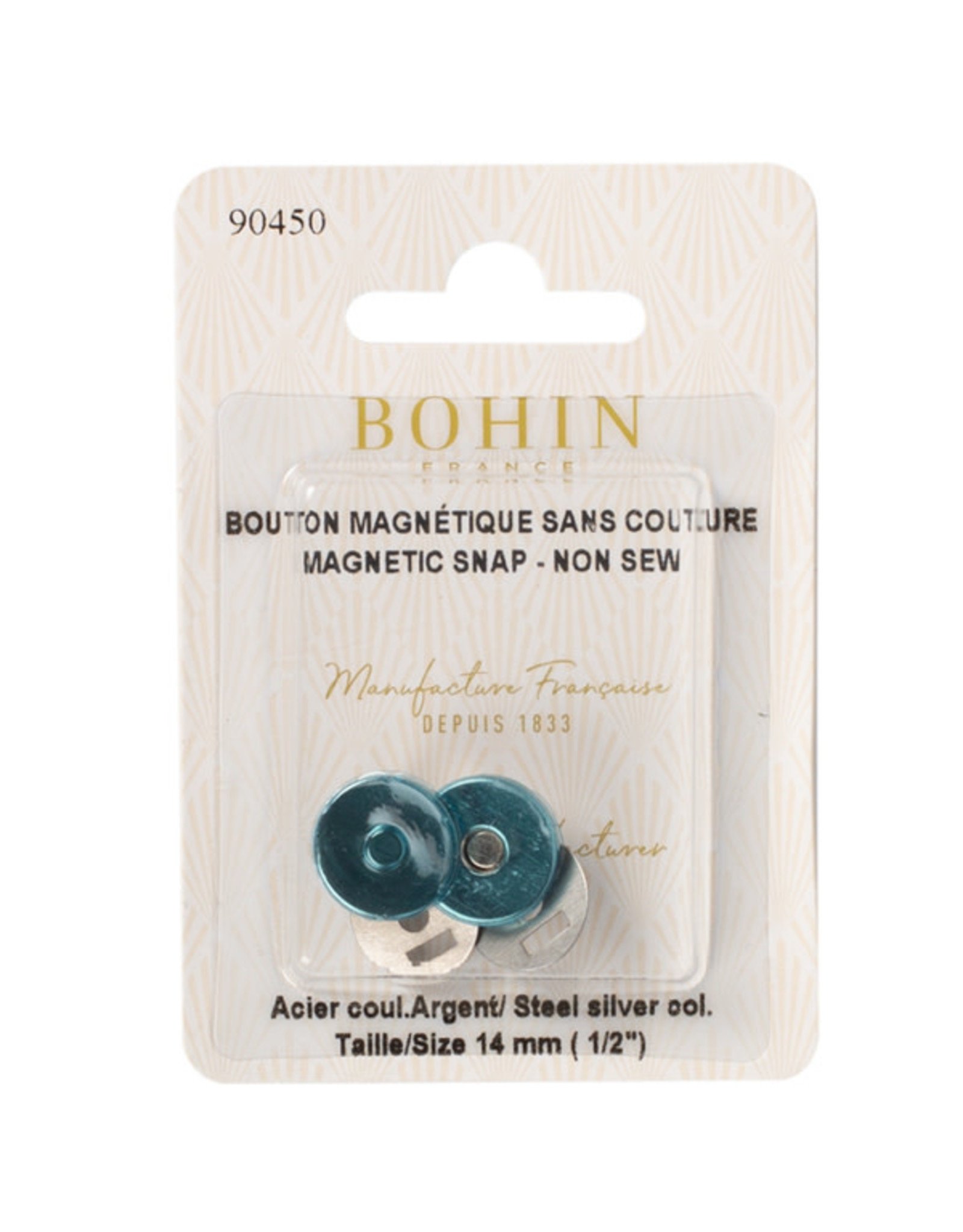 Bohin Magnetic Snap Silver - 14 mm