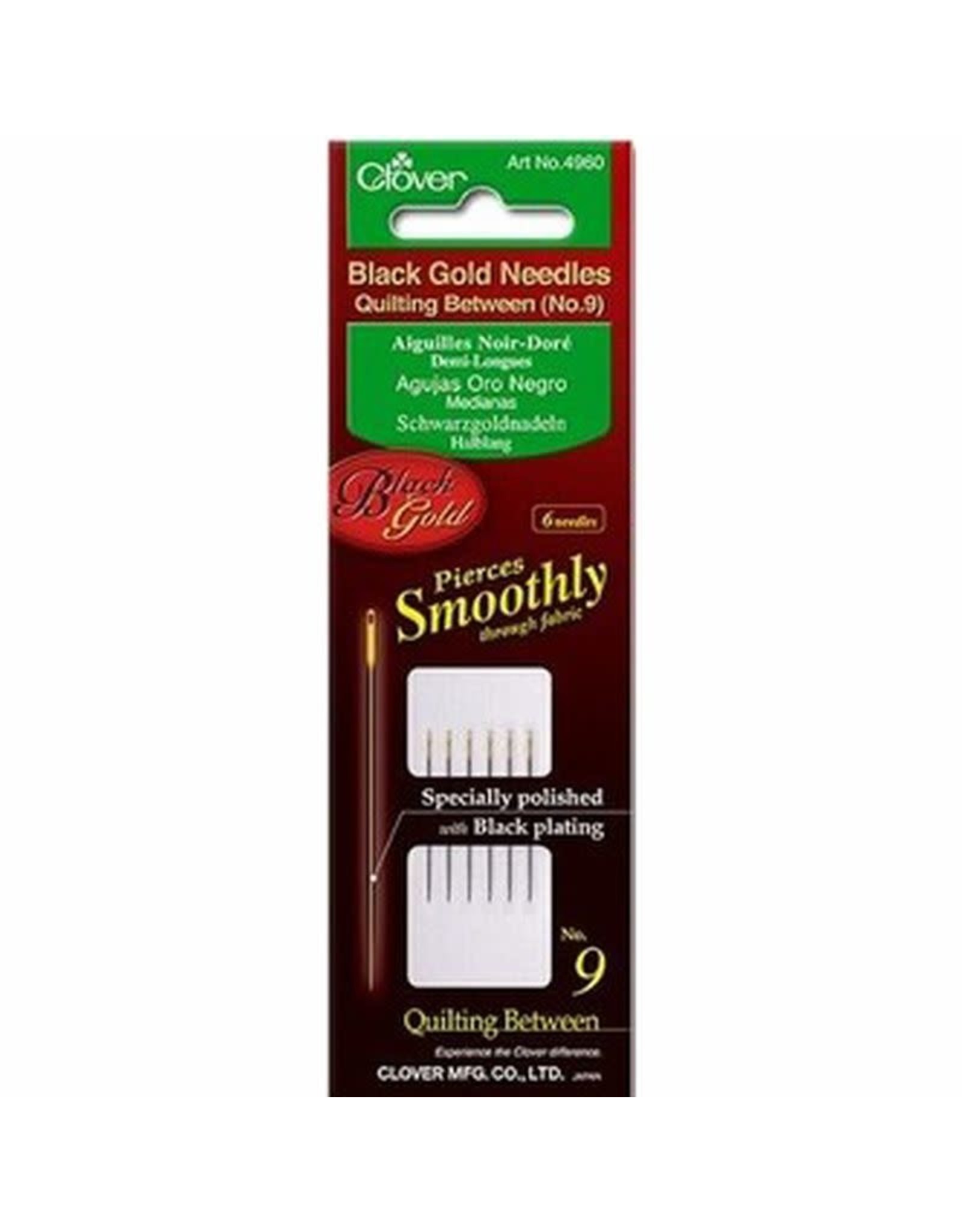 Clover Clover - 4980 - Black Gold Quilting Needles - No. 9