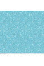 Riley Blake Designs Damask Love - GRL PWR - Line Faces Aqua - C10653-AQUA