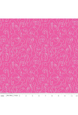 Riley Blake Designs Riley Blake Designs - GRL PWR - Line Faces Fuchsia - C10653-FUCHSIA