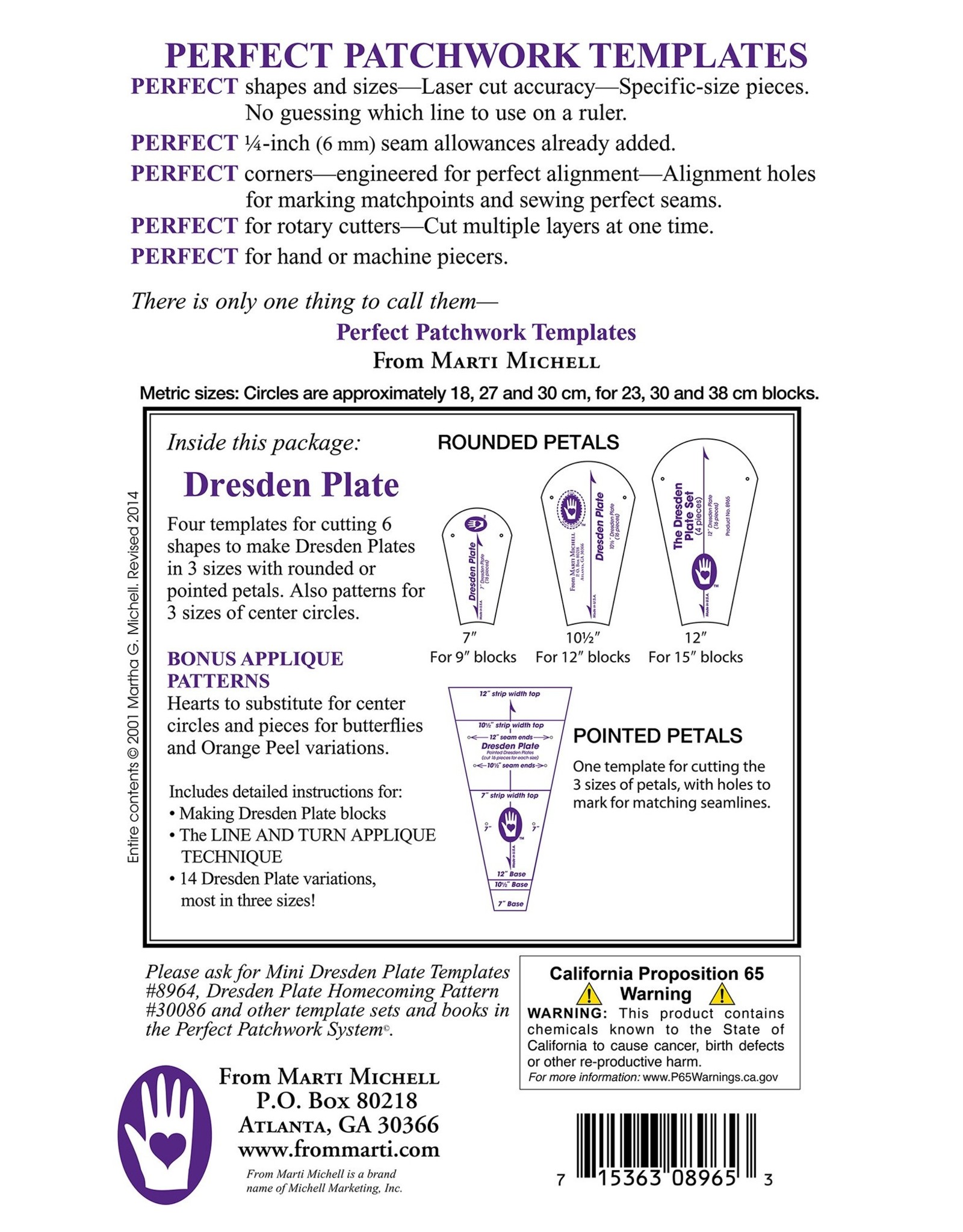 Marti Michell Marti Michell - Dresden Plate Template Set - 8965