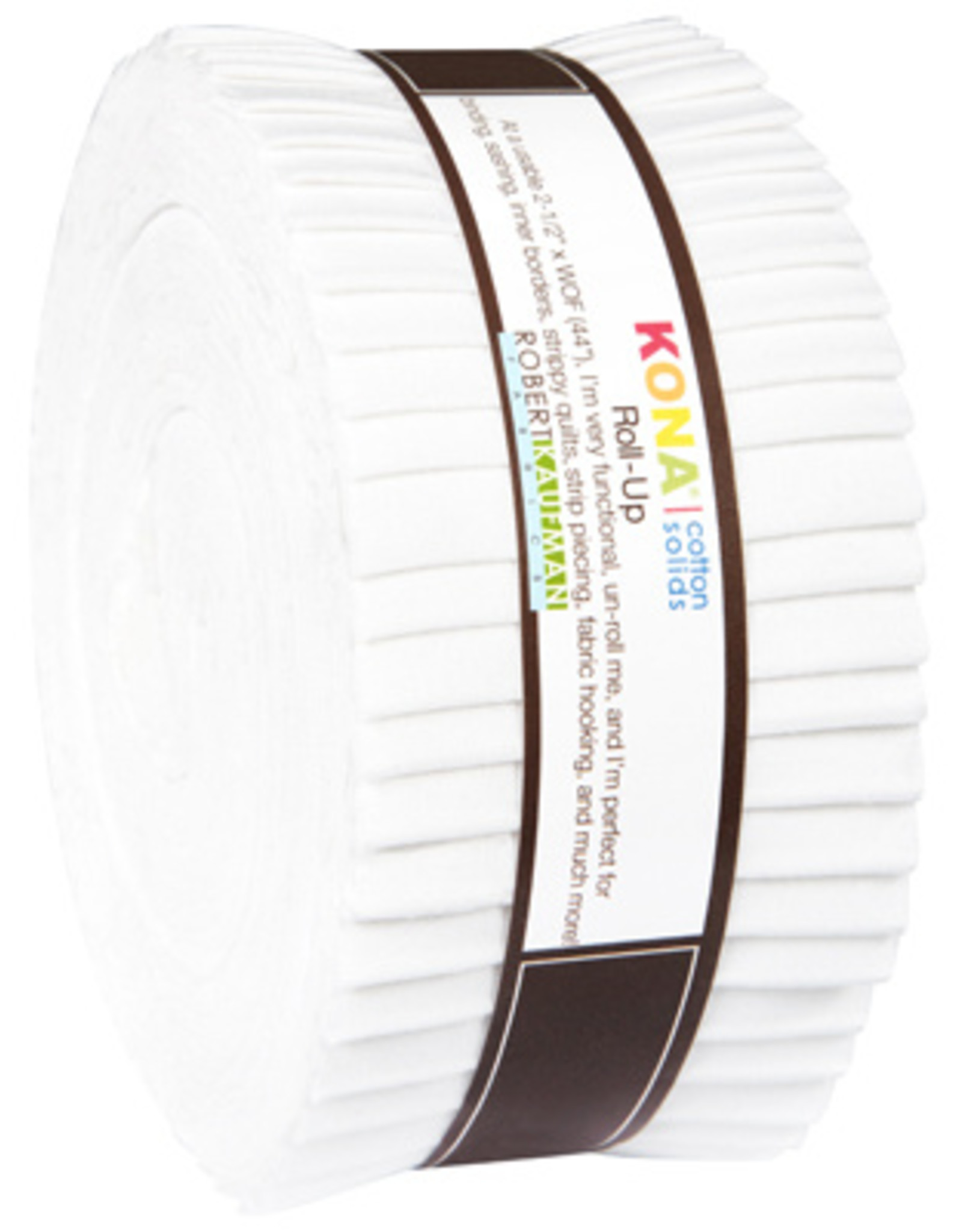 Robert Kaufman 2-1/2in Strips Roll Up - Kona Solids White