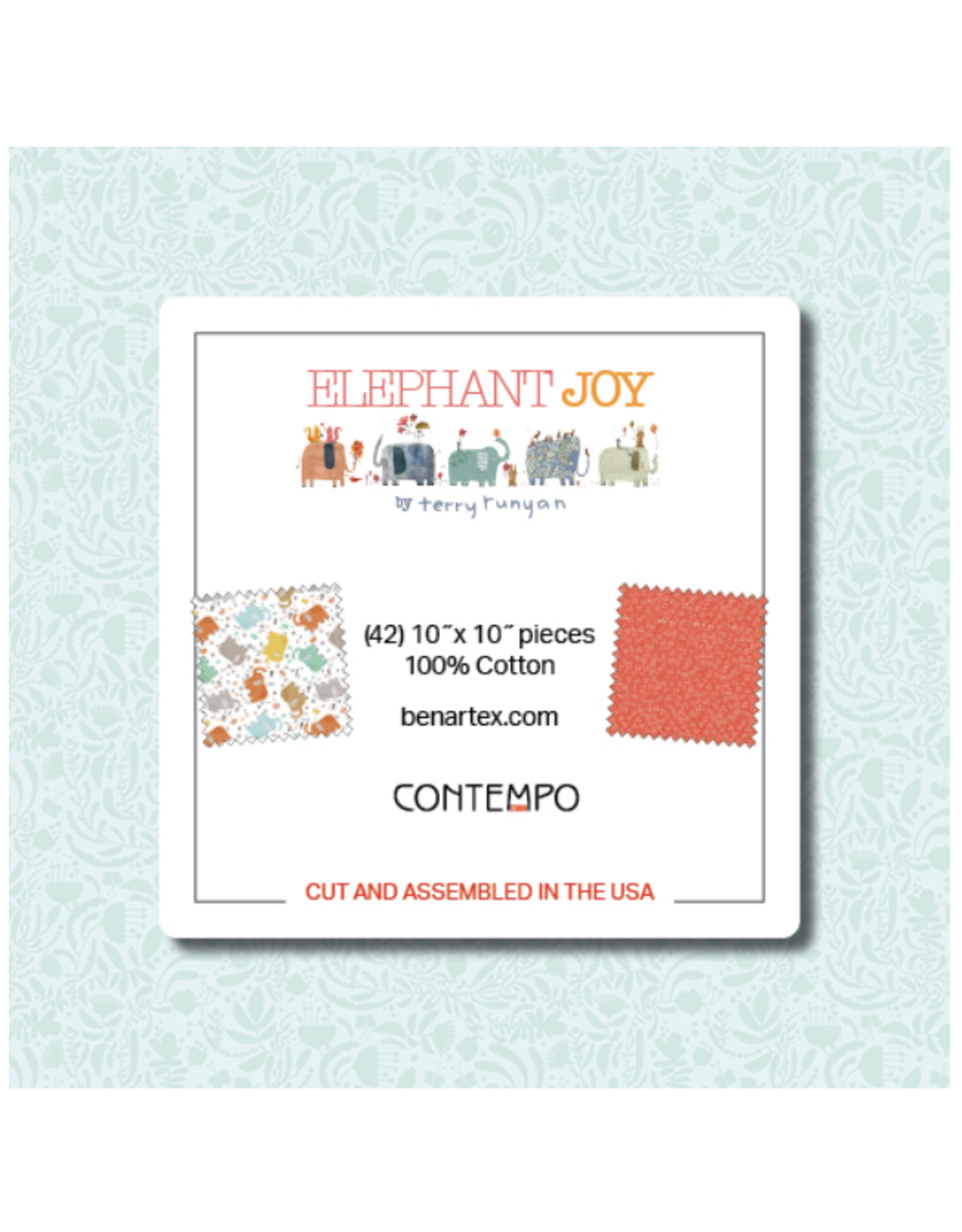 Benartex Contempo Studio Terry Runyan - Elephant Joy - 10 x 10 Pack