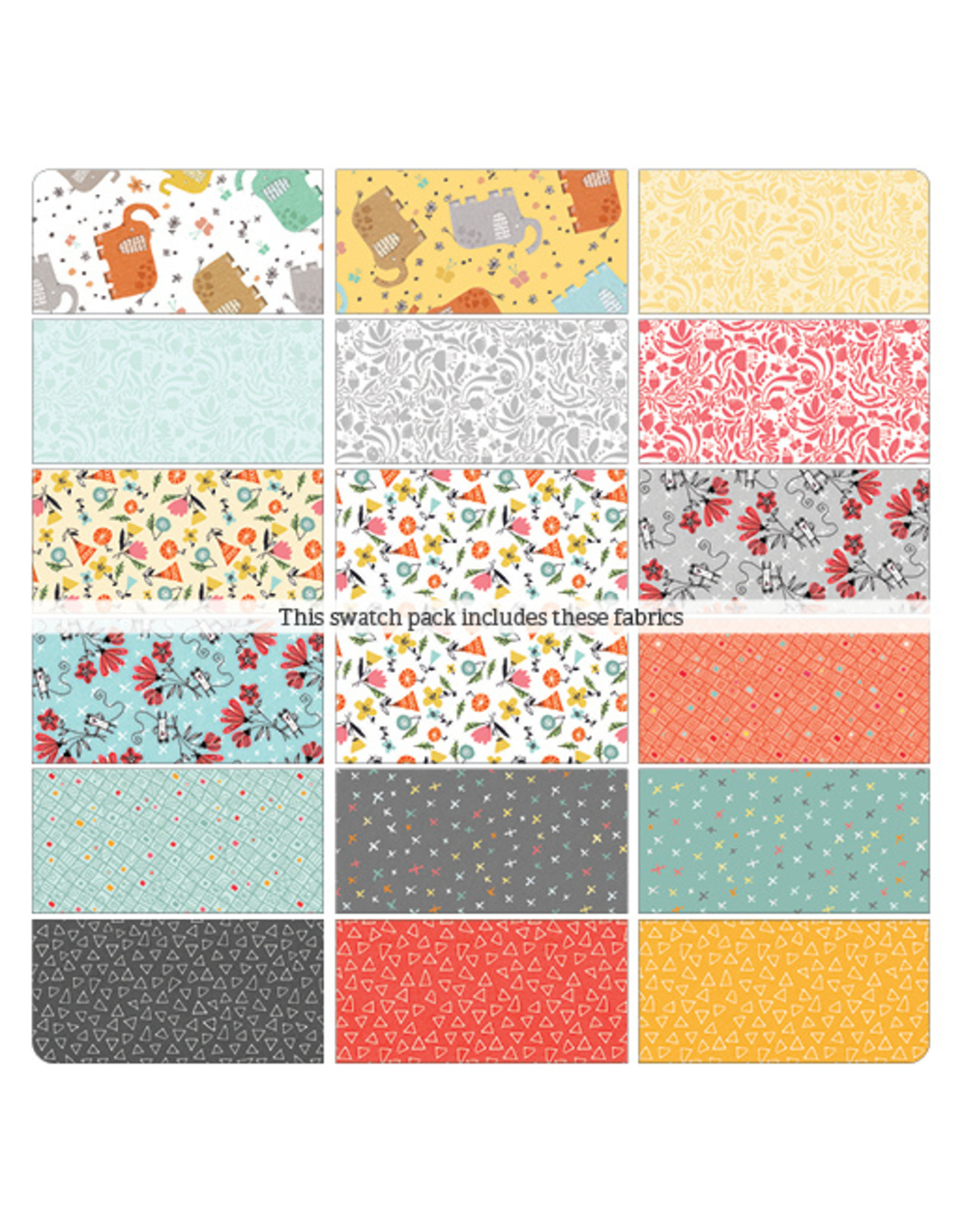 Benartex Contempo Studio Terry Runyan - Elephant Joy - 10 x 10 Pack