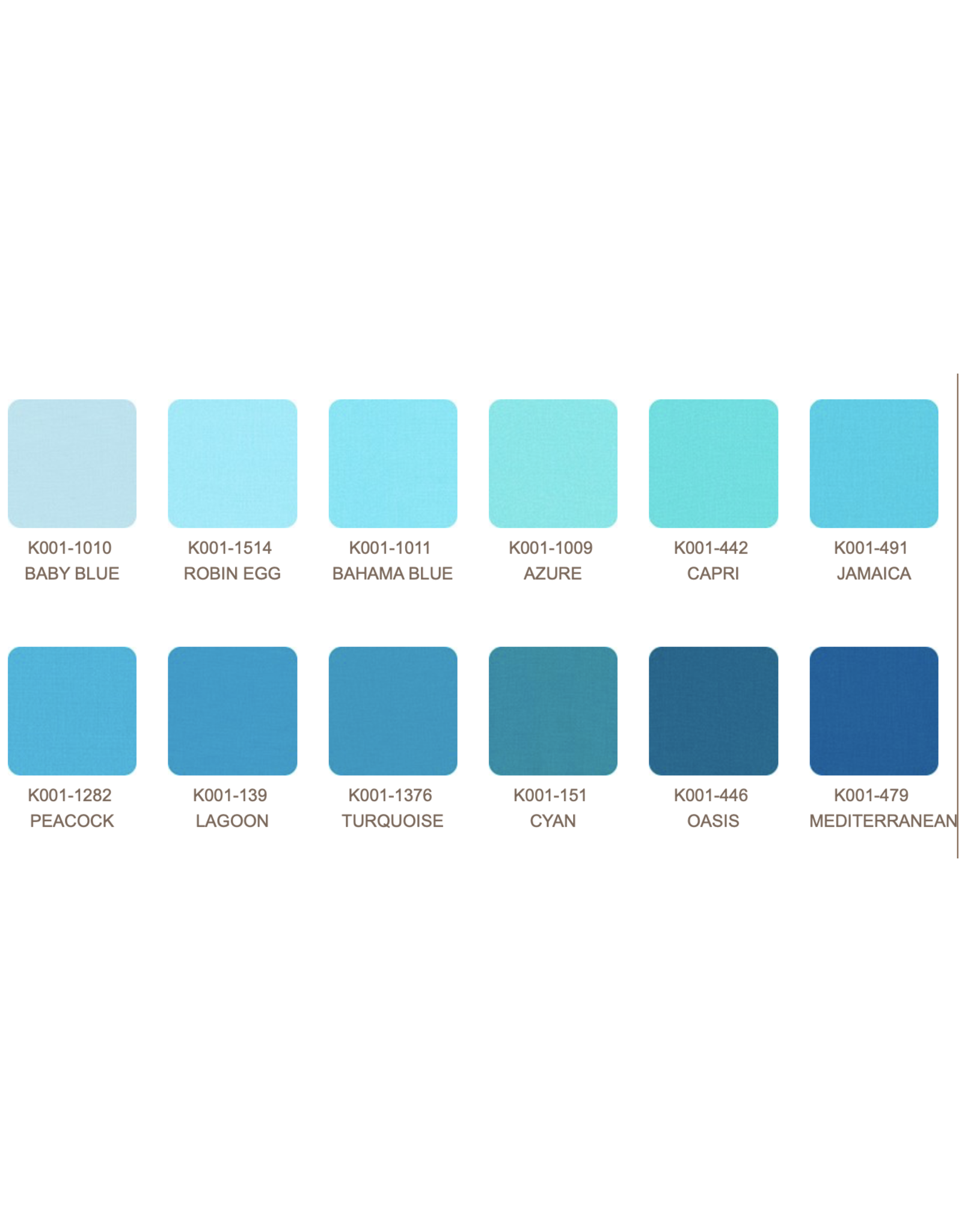 Robert Kaufman 5 x 5 inch Charm Squares - Kona Solids Pool Party