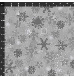 Stof Fabrics Christmas is Near - Snowflakes Grey