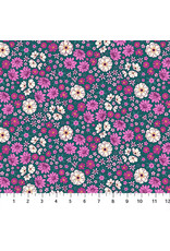 Figo Pippa Shaw - Primavera - Scattered Flowers Teal - 90317-68