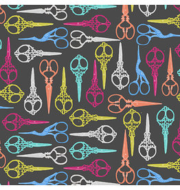 Blank Quilting Handmade with Love - Scissors Charcoal