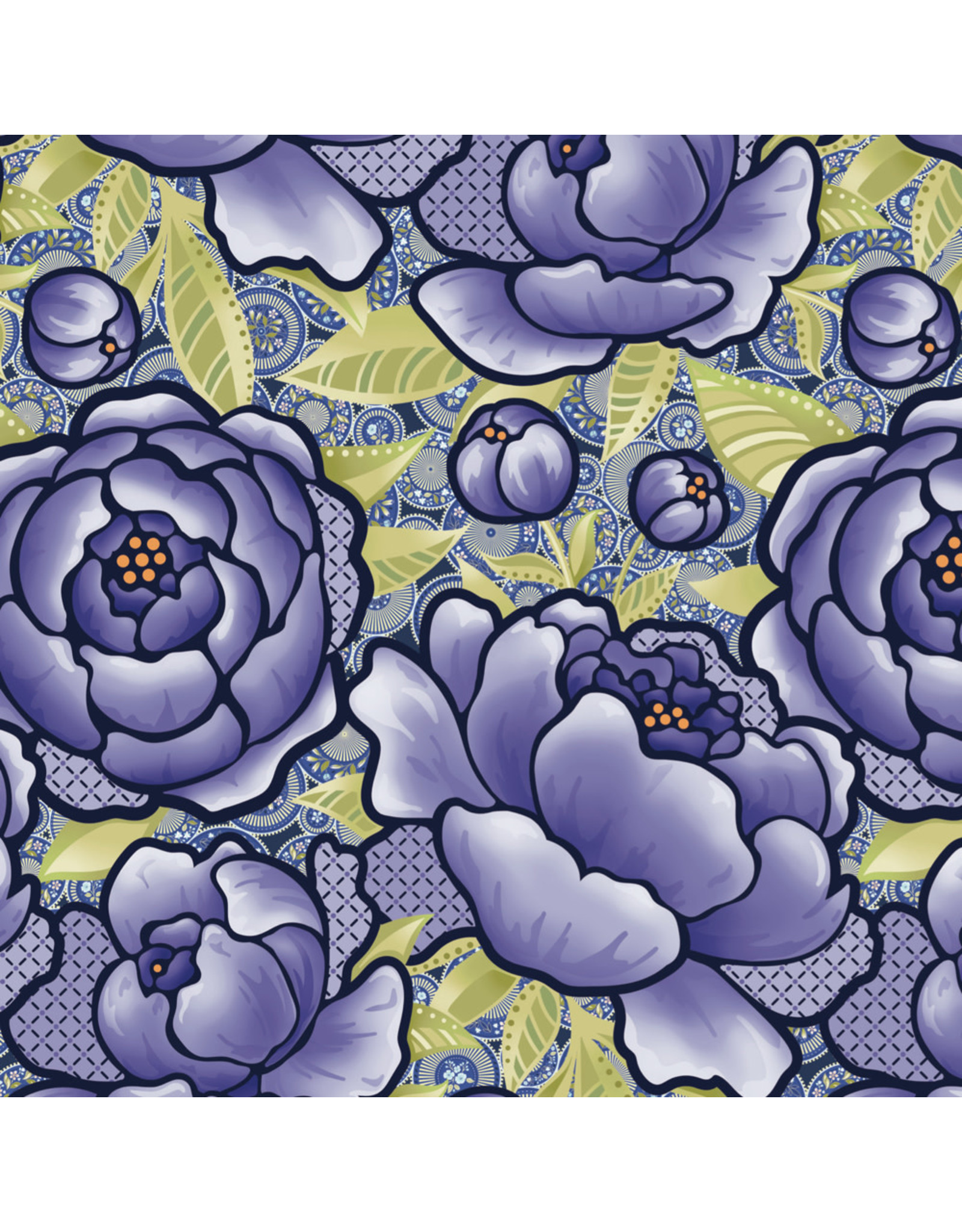 Benartex Contempo Studio Amanda Murphy - Frolic 108" Wide Back - Bloom Peri - 13517W-50