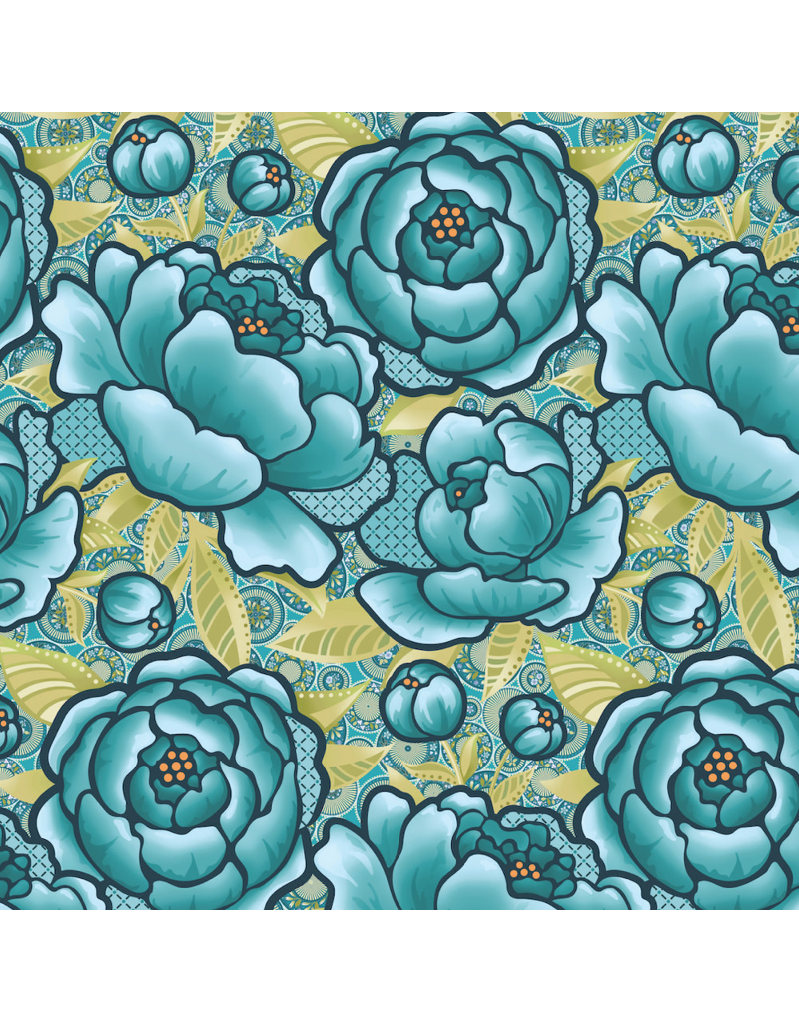 Benartex Contempo Studio Amanda Murphy - Frolic 108" Wide Back - Bloom Teal