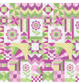 Contempo Frolic - Blossom Block Rose - Panel