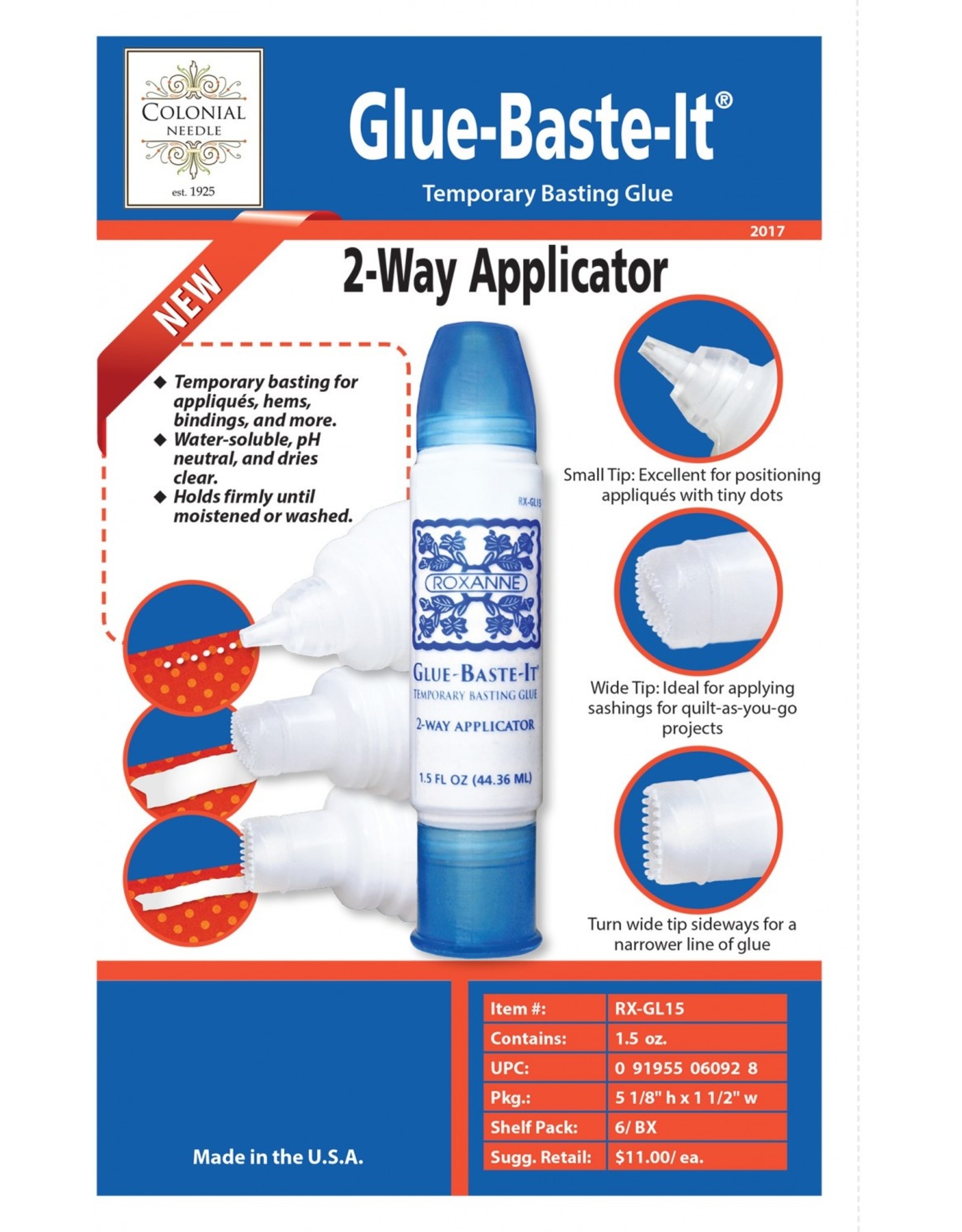 Colonial Needle Roxanne Glue-Baste-it - 2-way applicator
