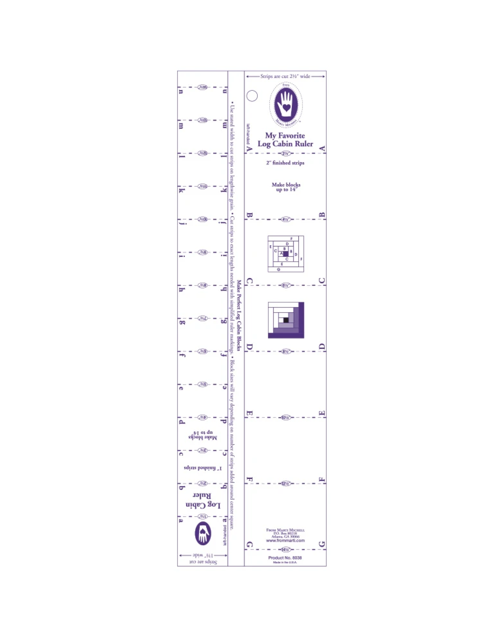 Marti Michell My Favorite Log Cabin Ruler - 1 and 2 inch