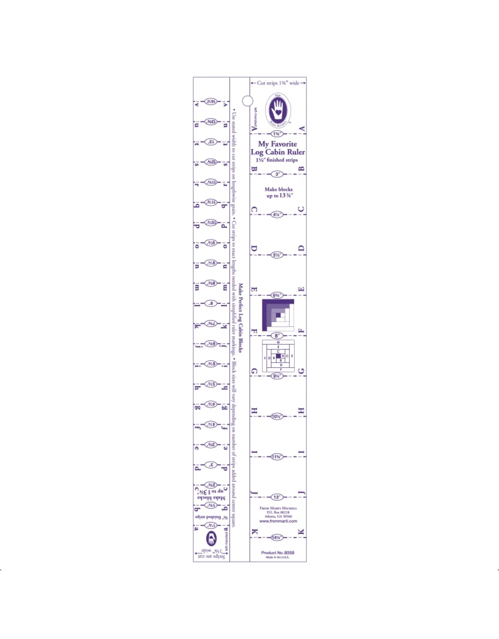 Marti Michell My Favorite Log Cabin Ruler - 5/8 and 1 1/4 inch