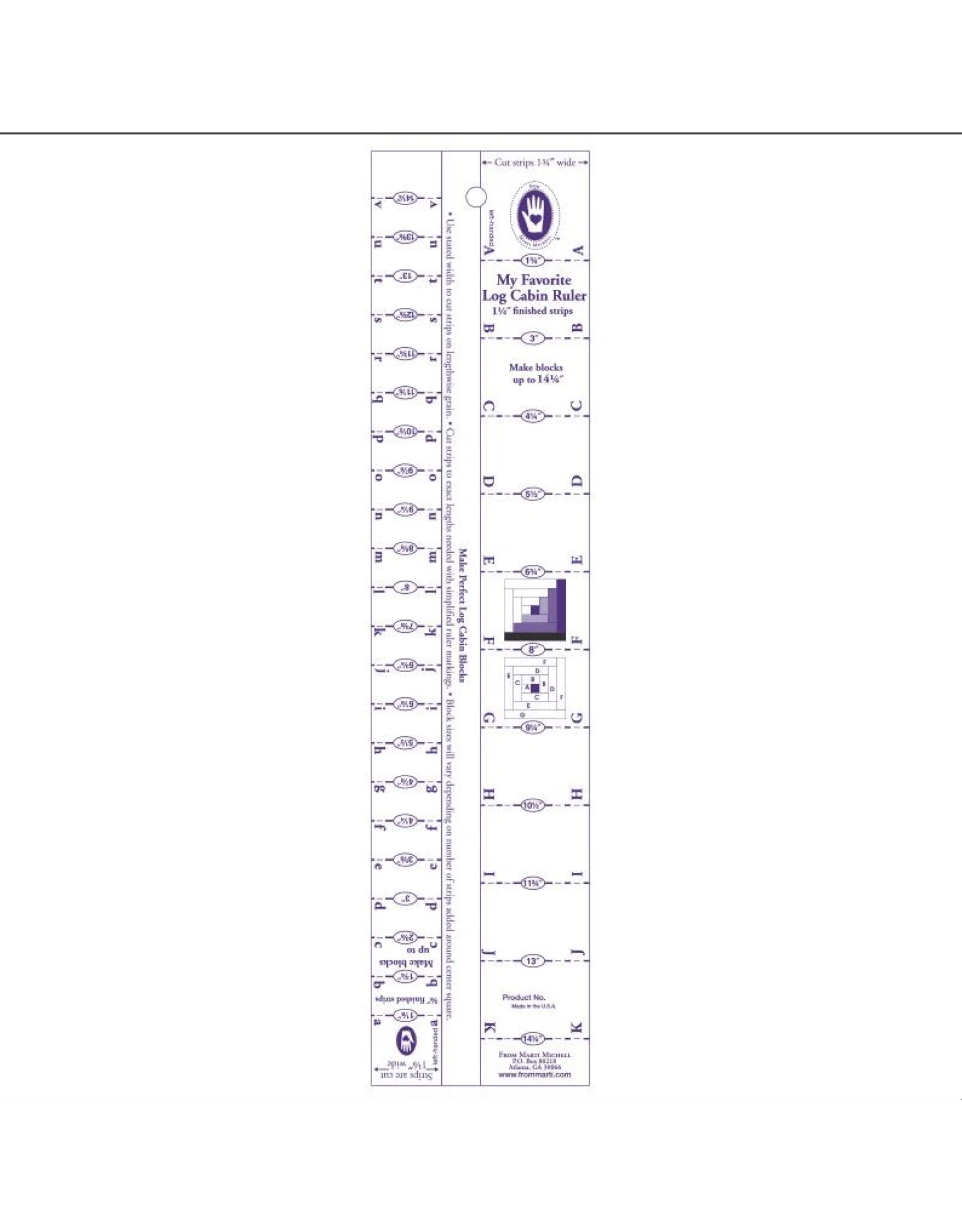 Marti Michell My Favorite Log Cabin Ruler - 3/4 and 1 1/2 inch