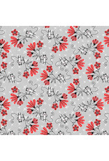 Benartex Contempo Studio Terry Runyan - Elephant Joy - Fun with Flowers Light Grey - 10415-08