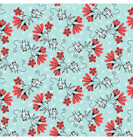 Benartex Contempo Studio Elephant Joy - Fun with Flowers Teal