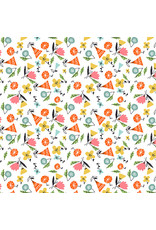 Benartex Contempo Studio Terry Runyan - Elephant Joy - Spirit Floral Light White - 10414-09