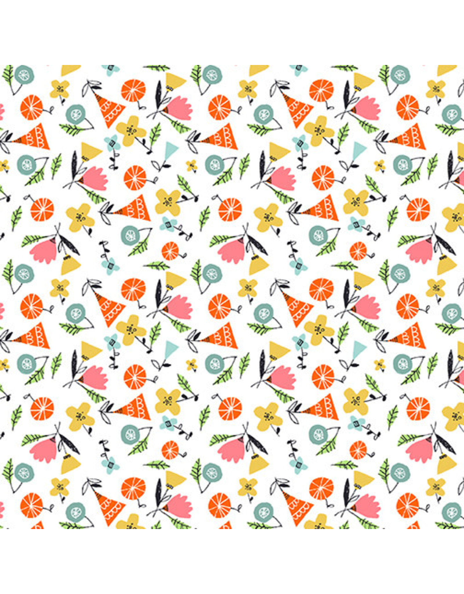 Benartex Contempo Studio Terry Runyan - Elephant Joy - Spirit Floral Light White - 10414-09