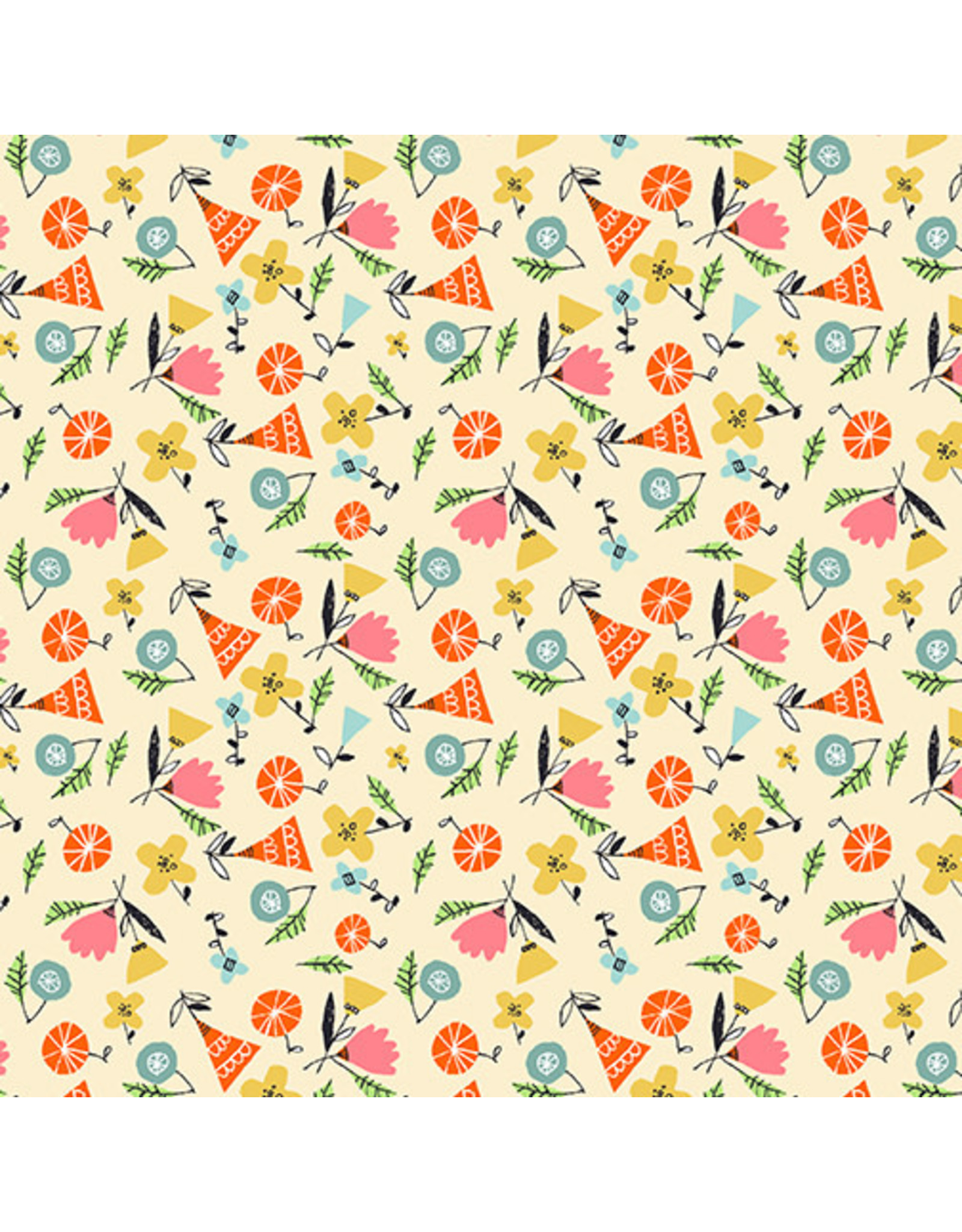 Benartex Contempo Studio Terry Runyan - Elephant Joy - Spirit Floral Light Yellow - 10414-03