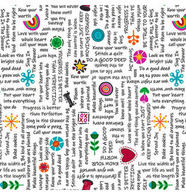 Blank Quilting Daisy Talk - Text White