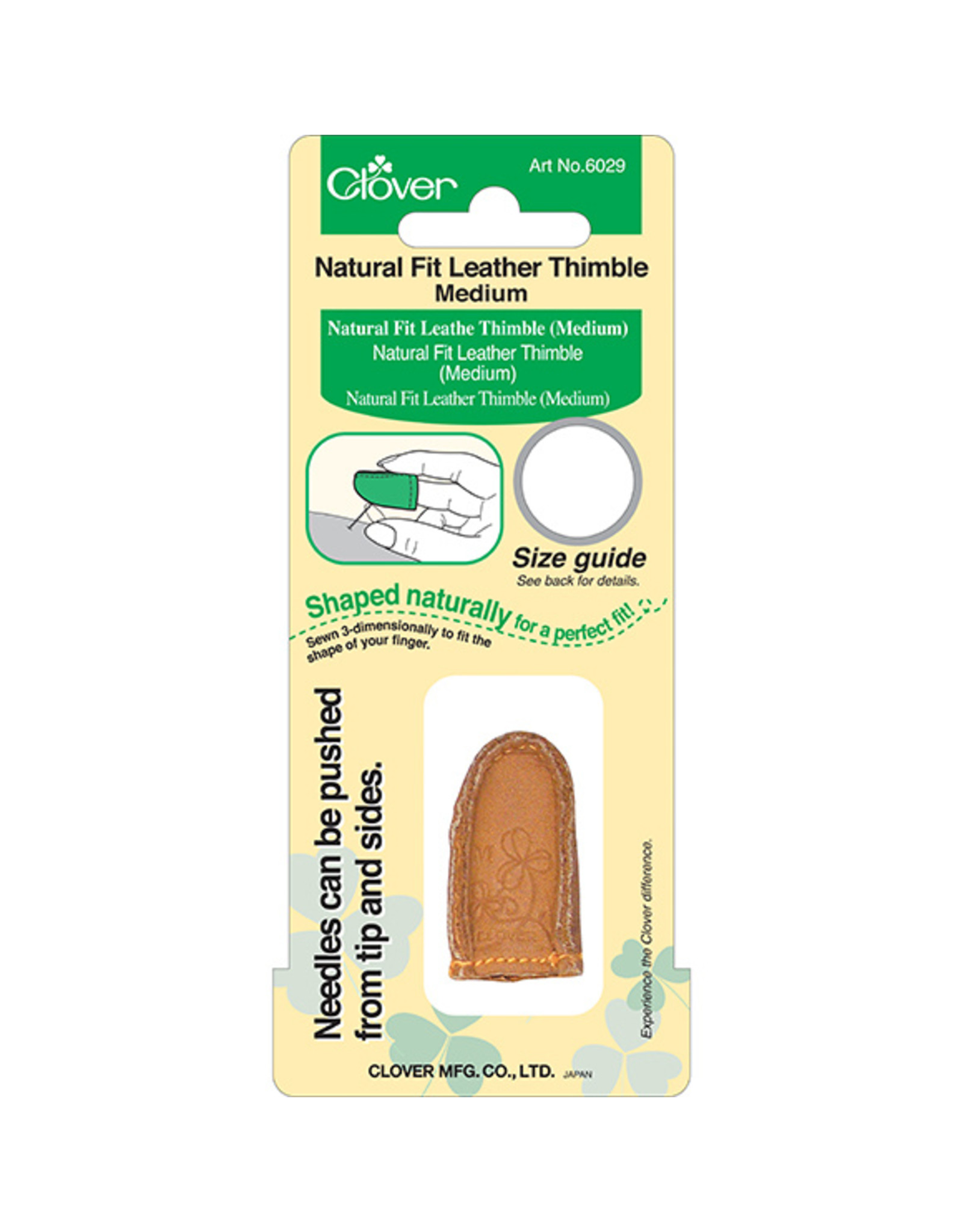 Clover Clover - Natural Fit Leather Thimble - vingerhoed van leer - Medium