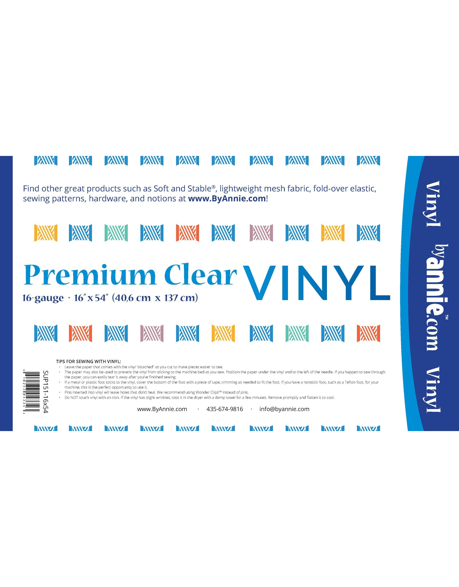 ByAnnie By Annie - Premium Clear Vinyl - 16 x 54 inch - SUP151-16x54