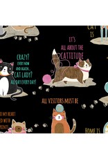 Wilmington Anne Rowan - Purrfect Partners - Cats & Phrases Black - 68560-929