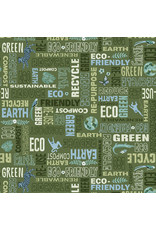 Studio E Fabrics Earth Day Every Day - Word Pattern Medium Green - E-6147-66