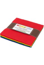 Robert Kaufman 5 x 5 inch Charm Squares - Kona Solids Bright Rainbow