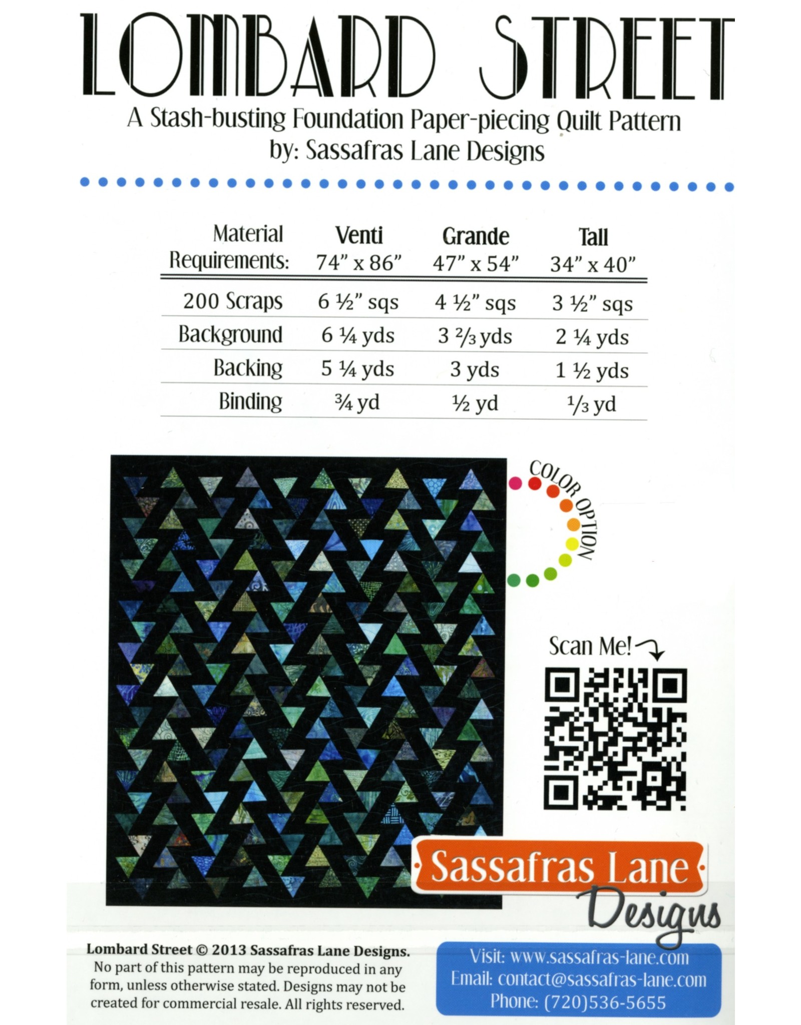 Sassafras Lane Designs Sassafras Lane Designs - Foundation Piecing pattern - Lombard Street