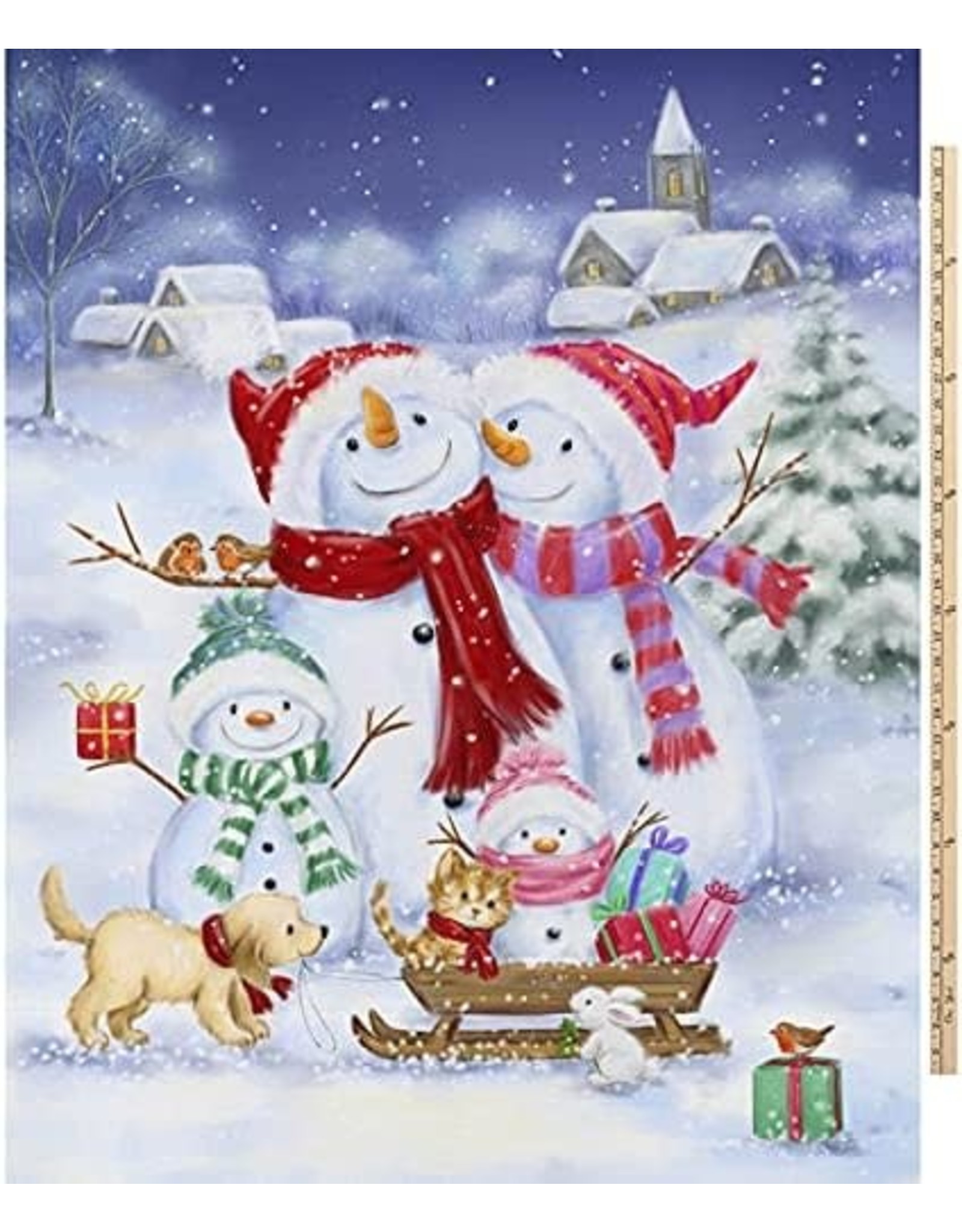 Diversen Snowman Family - panel - digital print - 36 inch