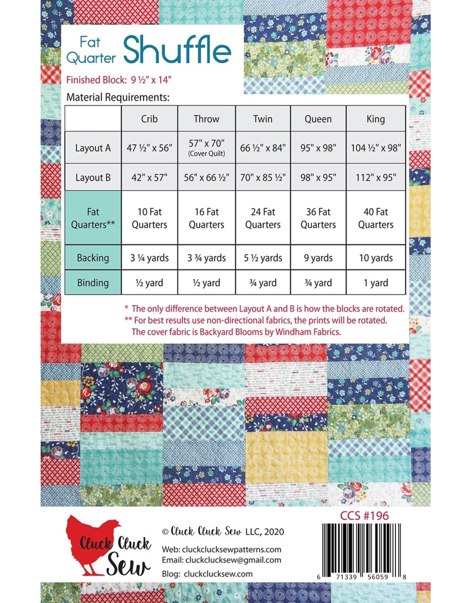 Cluck Cluck Sew Cluck Cluck Sew - Fat Quarter Shuffle - pattern for quilt