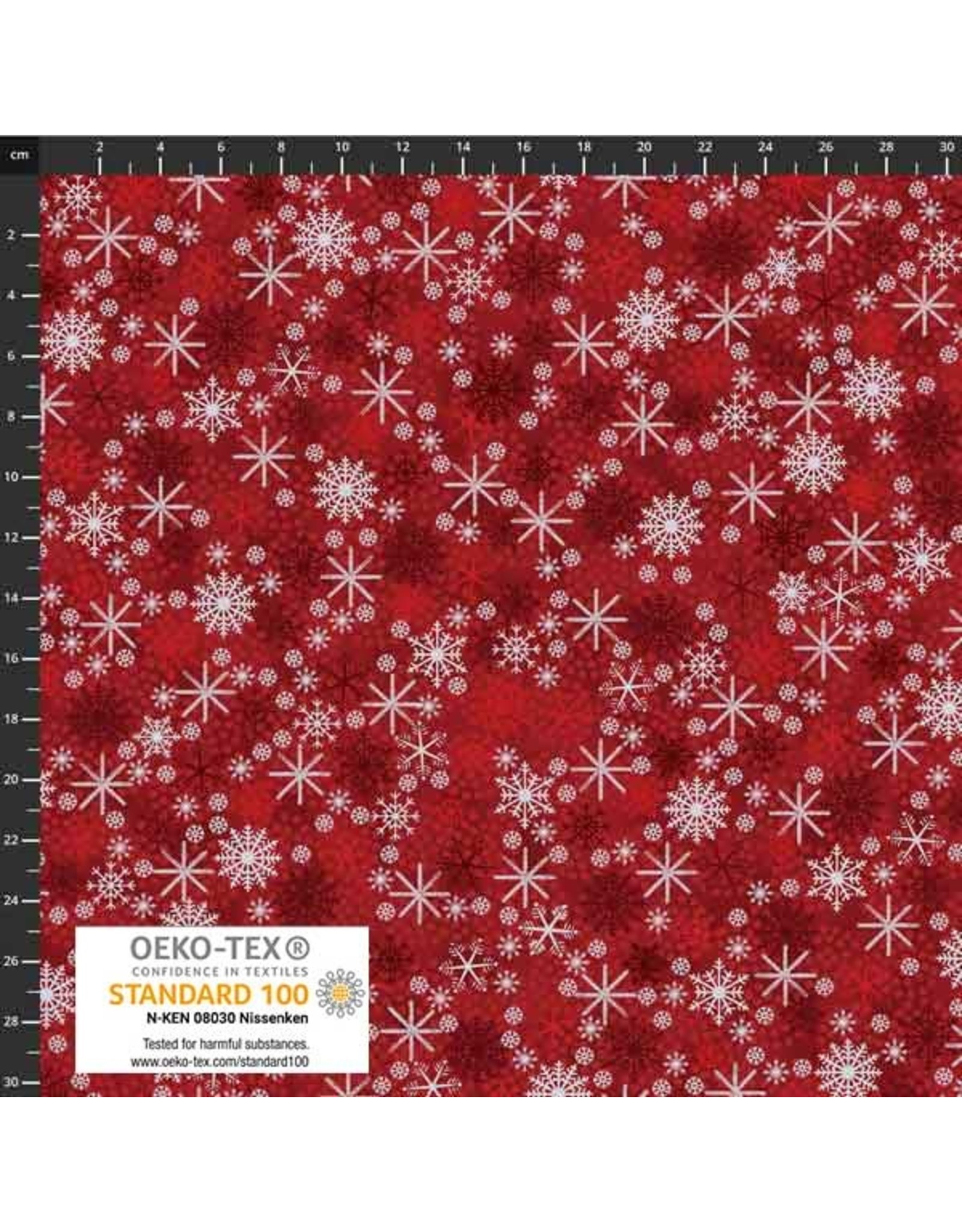 Stof Fabrics Stof Fabrics - Star Sprinkle - Snowflakes Red/Silver - 4599-415