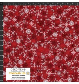 Stof Fabrics Star Sprinkle - Snowflakes Red/Silver