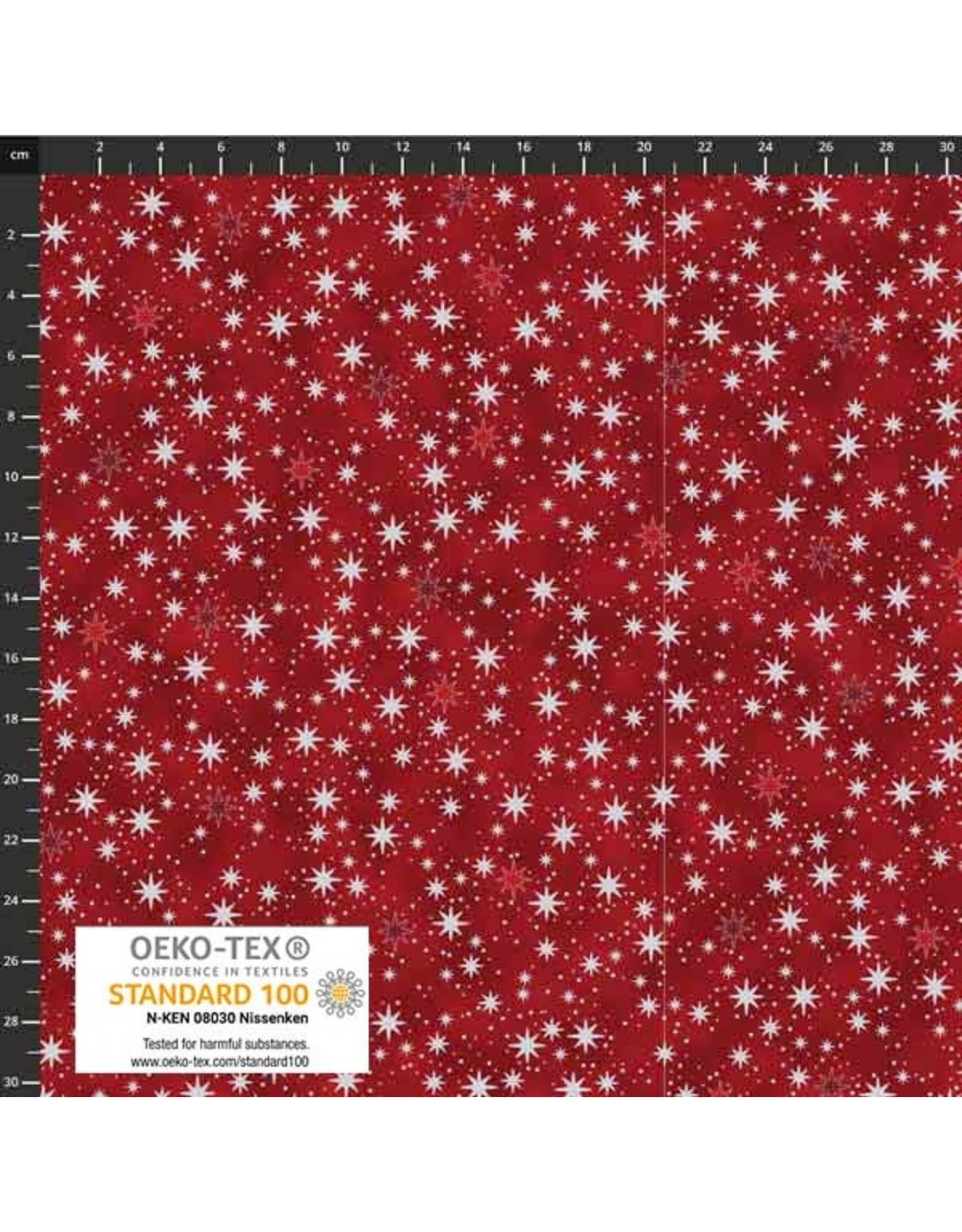 Stof Fabrics Stof Fabrics - Star Sprinkle - Small Stars Red/Silver - 4599-417