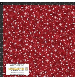 Stof Fabrics Star Sprinkle - Small Stars Red/Silver